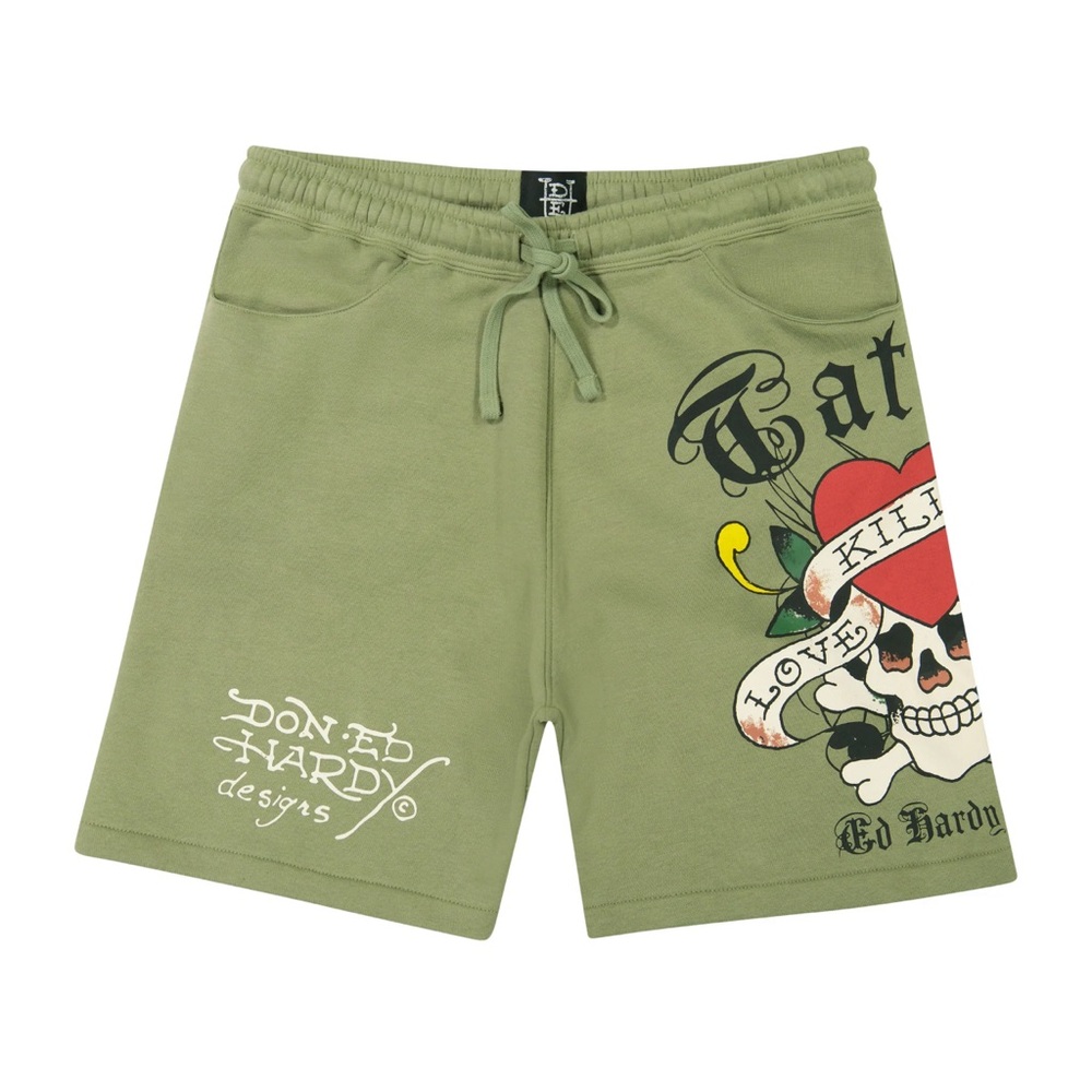 Ed Hardy “LKS Skull Fleece Short”